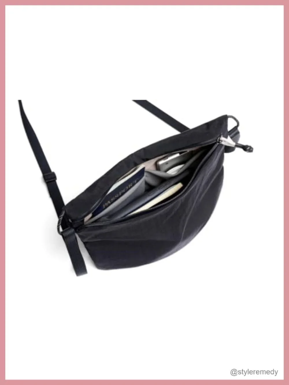Recycled Nylon Sling Crossbody Bag w/ Adjustable Strap & Key Clip